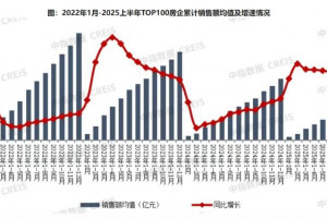上半年TOP100房企销售额同比下降11.8%，降幅较去年同期大幅缩窄