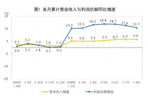 2026年前8月制造业利润总额增长17.4%，非金属矿物制品业下降46.7%